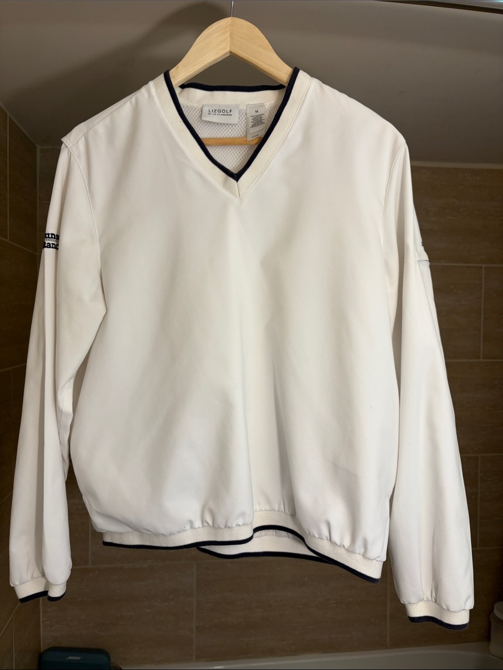 Liz Claiborne White Pullover with Black Trim Accents